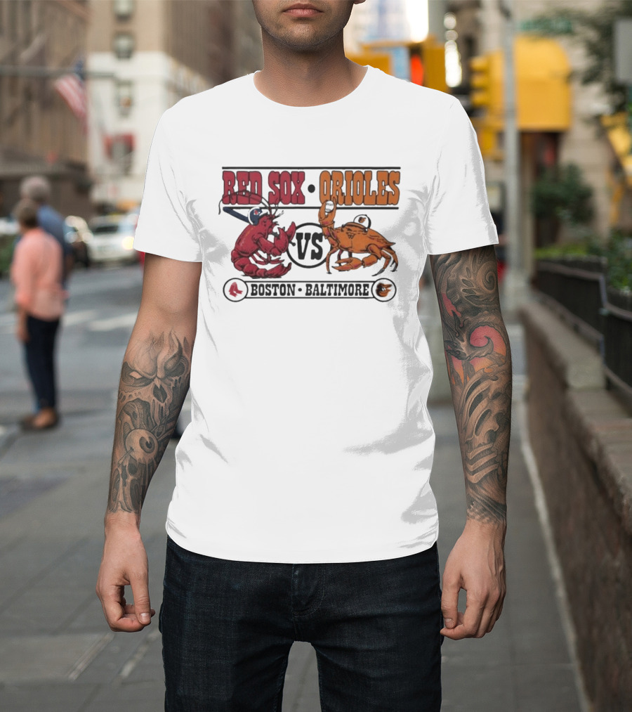 Boston Red Sox Vs Baltimore Orioles Rivalry Matchup With Lobster And Crab T-Shirt