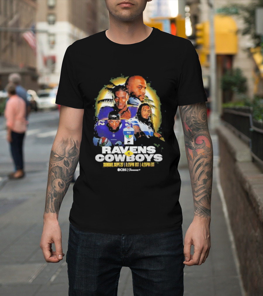 Rio Game 2026 Baltimore Ravens Vs Dallas Cowboys September 27 Matchup Sunday 1 P.M. BRT T-Shirt