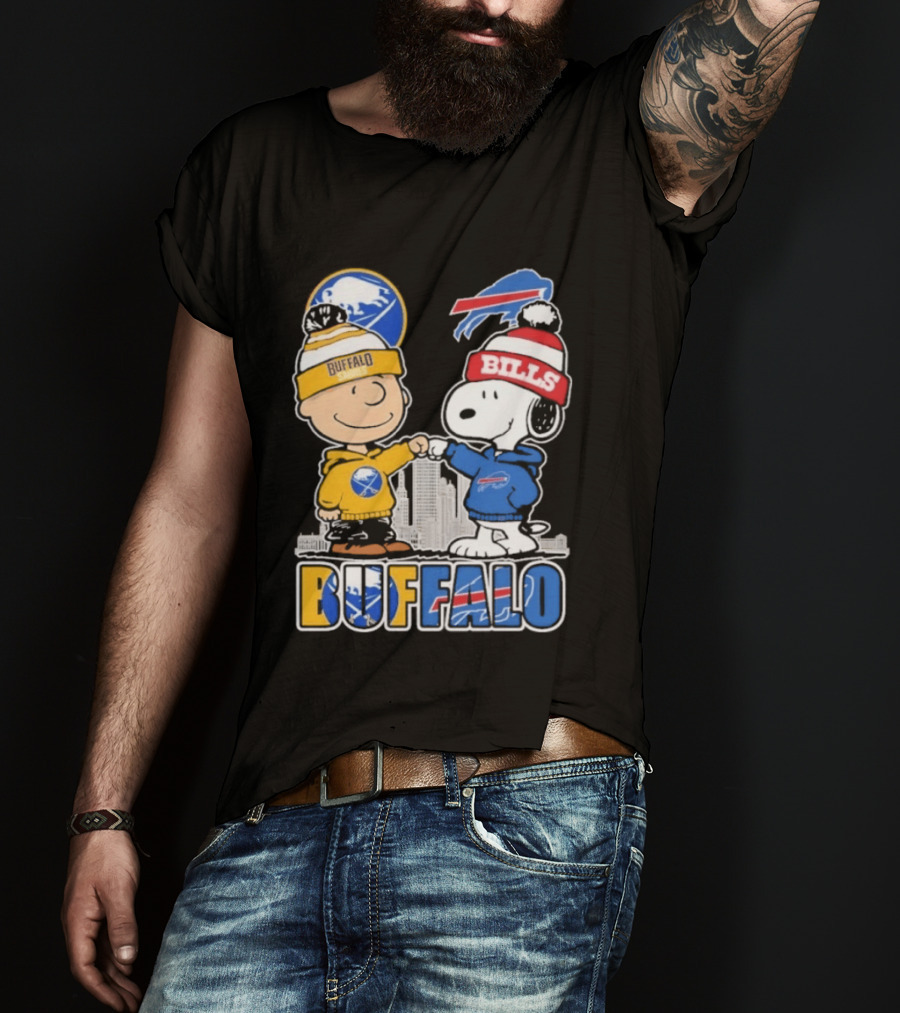 Buffalo Peanuts Fist Bump Sabres Bills Collaboration T-Shirt