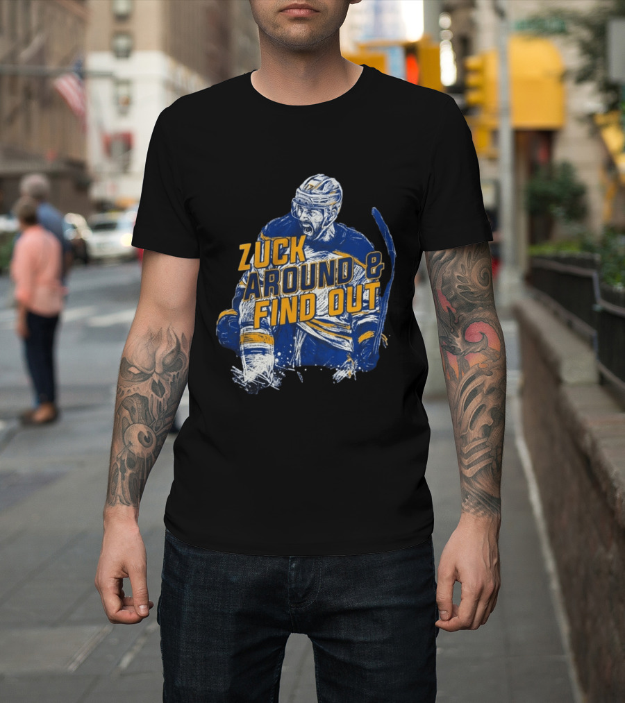 Zuck Around & Find Out Hockey Player Sketch T-Shirt