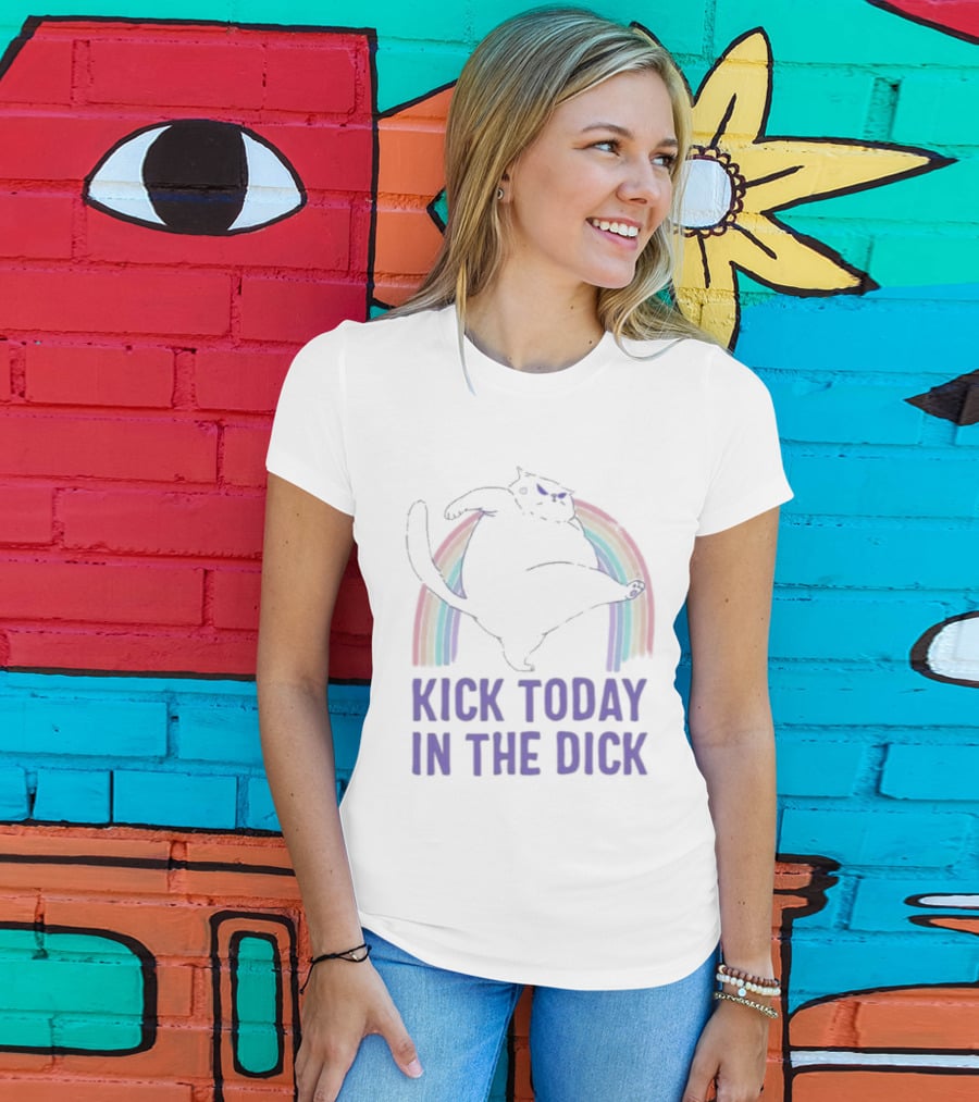 Kick Today In The Dick Rainbow Cat T-Shirt