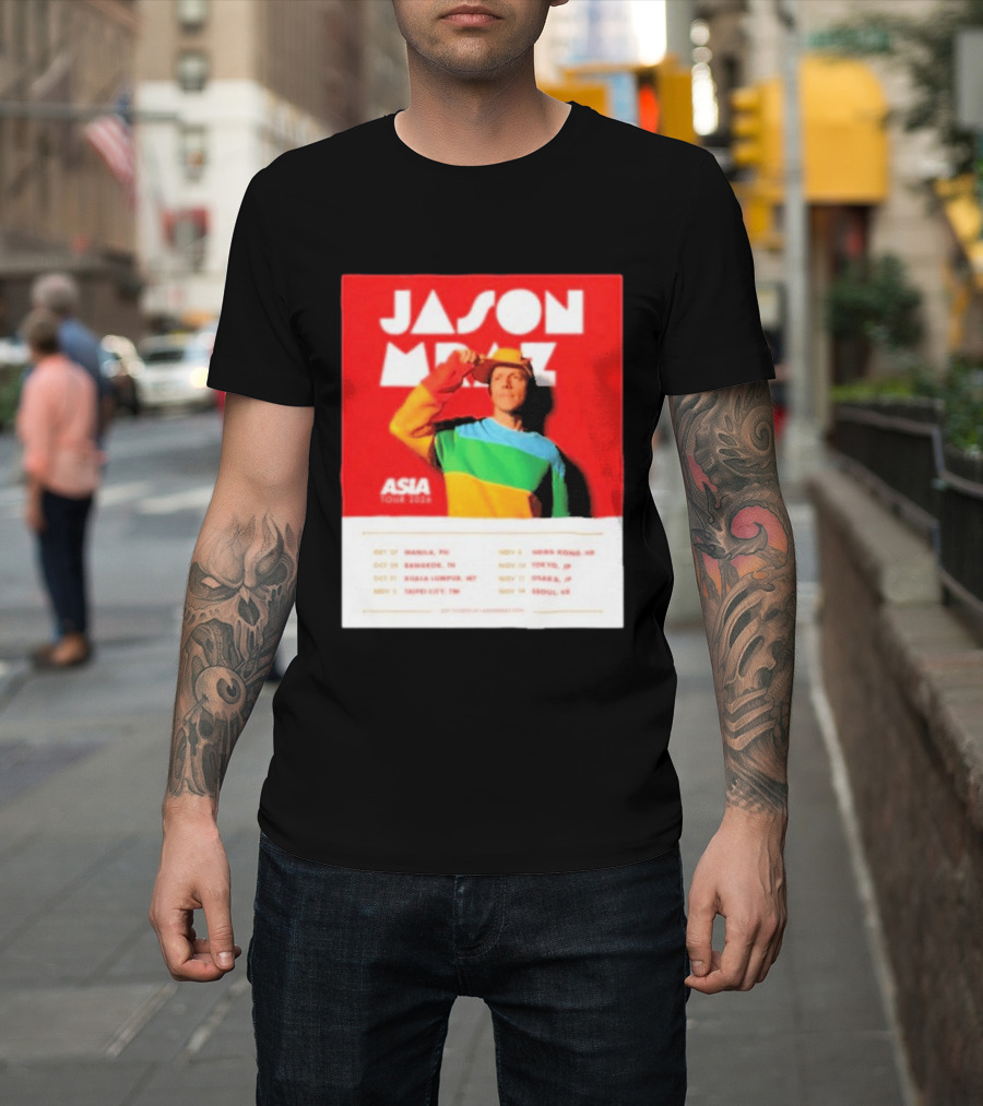 Jason Mraz Asia Tour Manila Bangkok Kuala Lumpur Taipei Hong Kong Tokyo Osaka Seoul 2026 T-Shirt