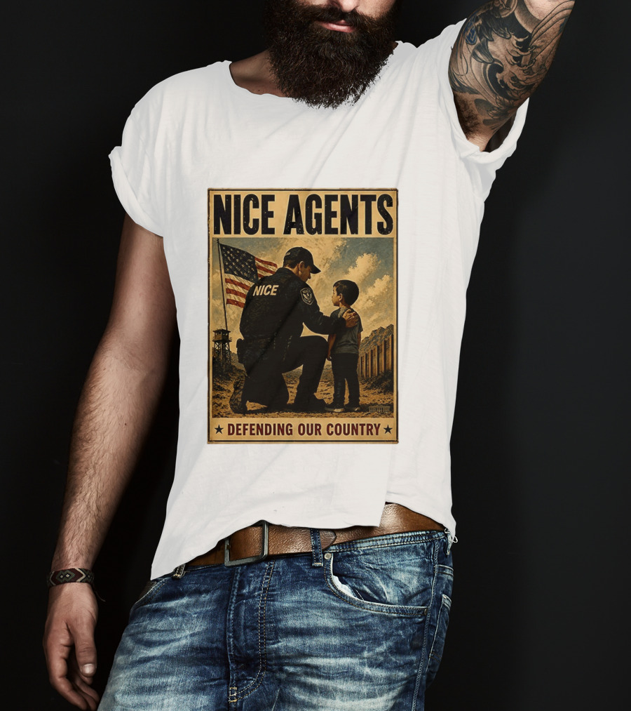 Nice Agents Defending Our Country Flag Patch Officer And Child T-Shirt