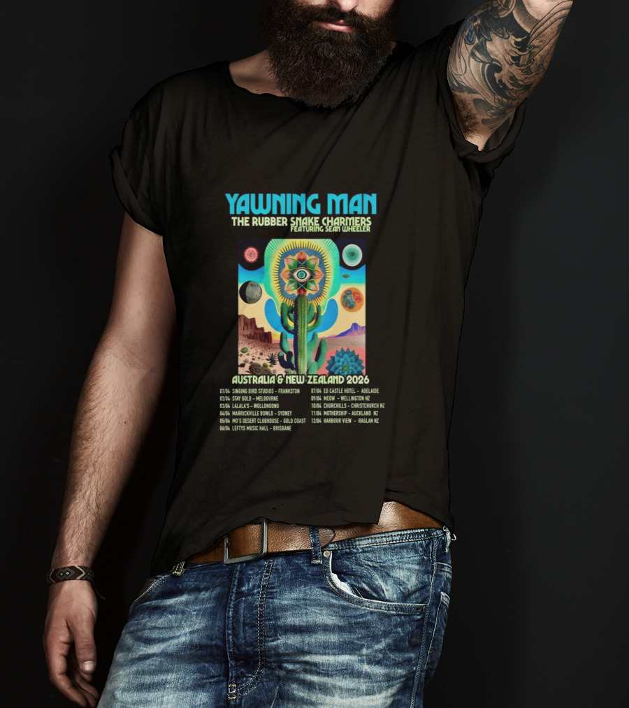 Yawning Man The Rubber Snake Charmers Featuring Sean Wheeler Australia & New Zealand 2026 Tour T-Shirt