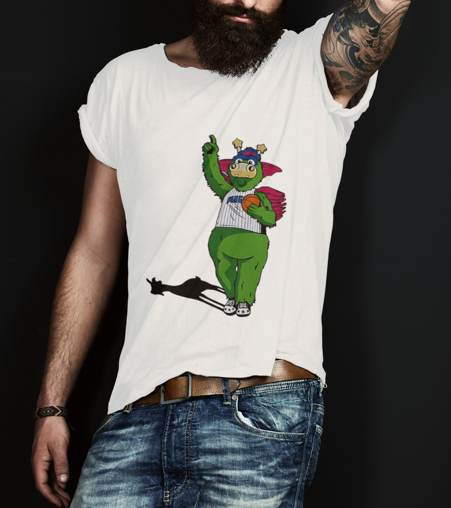 Orlando Magic Stuff Mascot In NBA Jersey Holding Basketball T-Shirt