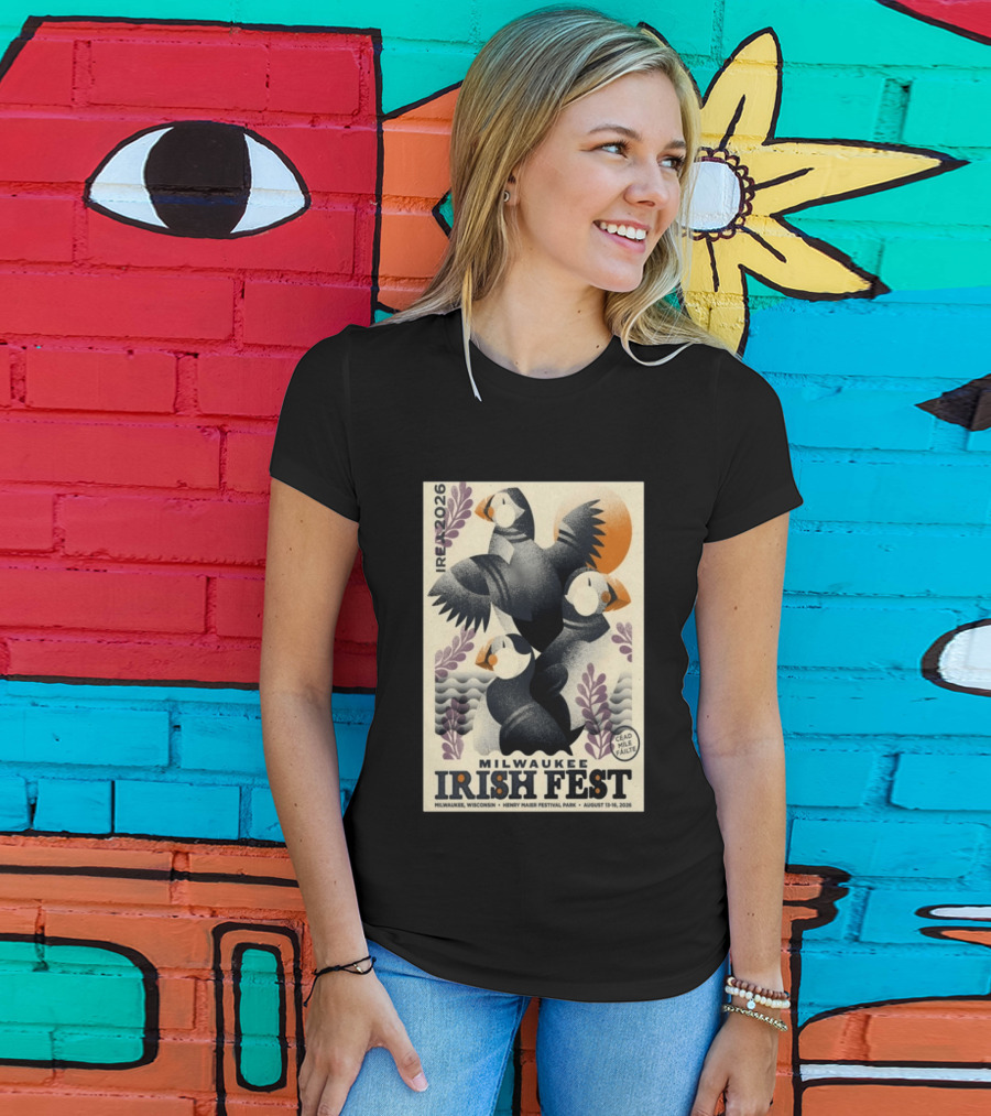 Milwaukee Irish Fest August 13 16 2026 Wisconsin Henry Maier Festival Park Ireland Céad Míle Fáilte Puffins T-Shirt