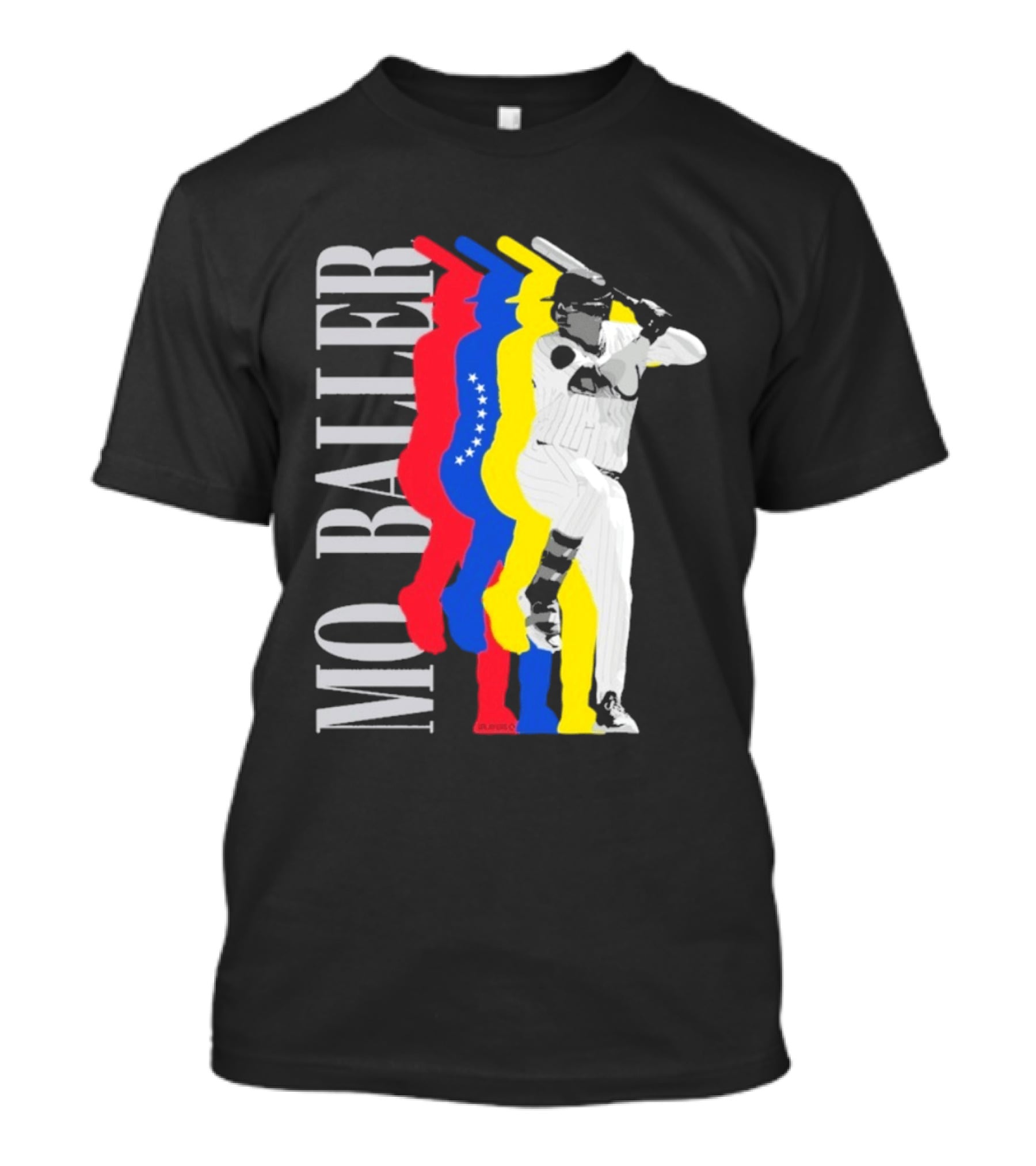Mo Baller Venezuela Flag Baseball Batting Pose T-Shirt