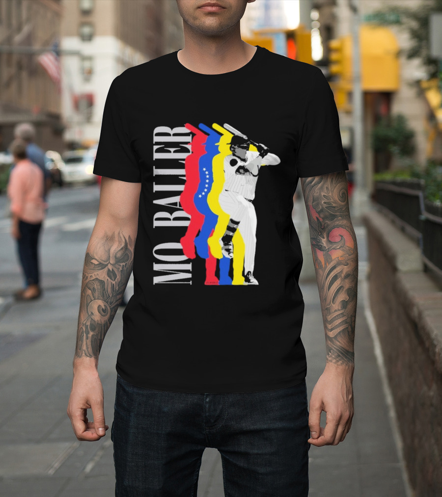Mo Baller Venezuela Flag Baseball Batting Pose T-Shirt