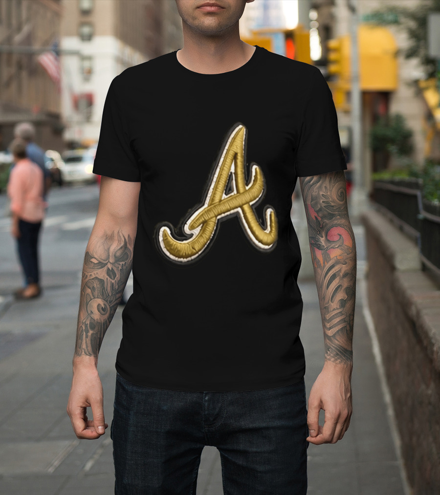Atlanta Braves Armed Forces 2026 Hat Gold Embroidered A T-Shirt