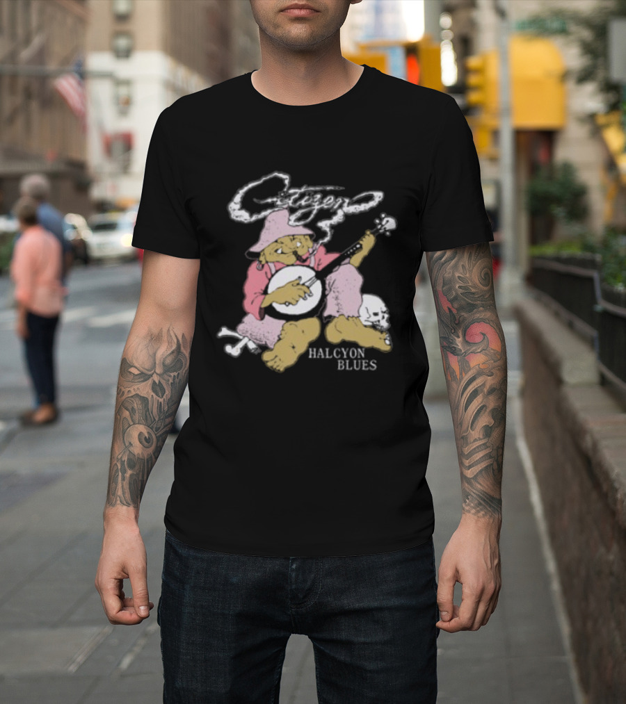Citizen Halcyon Blues Smoking Gnome Banjo Player T-Shirt
