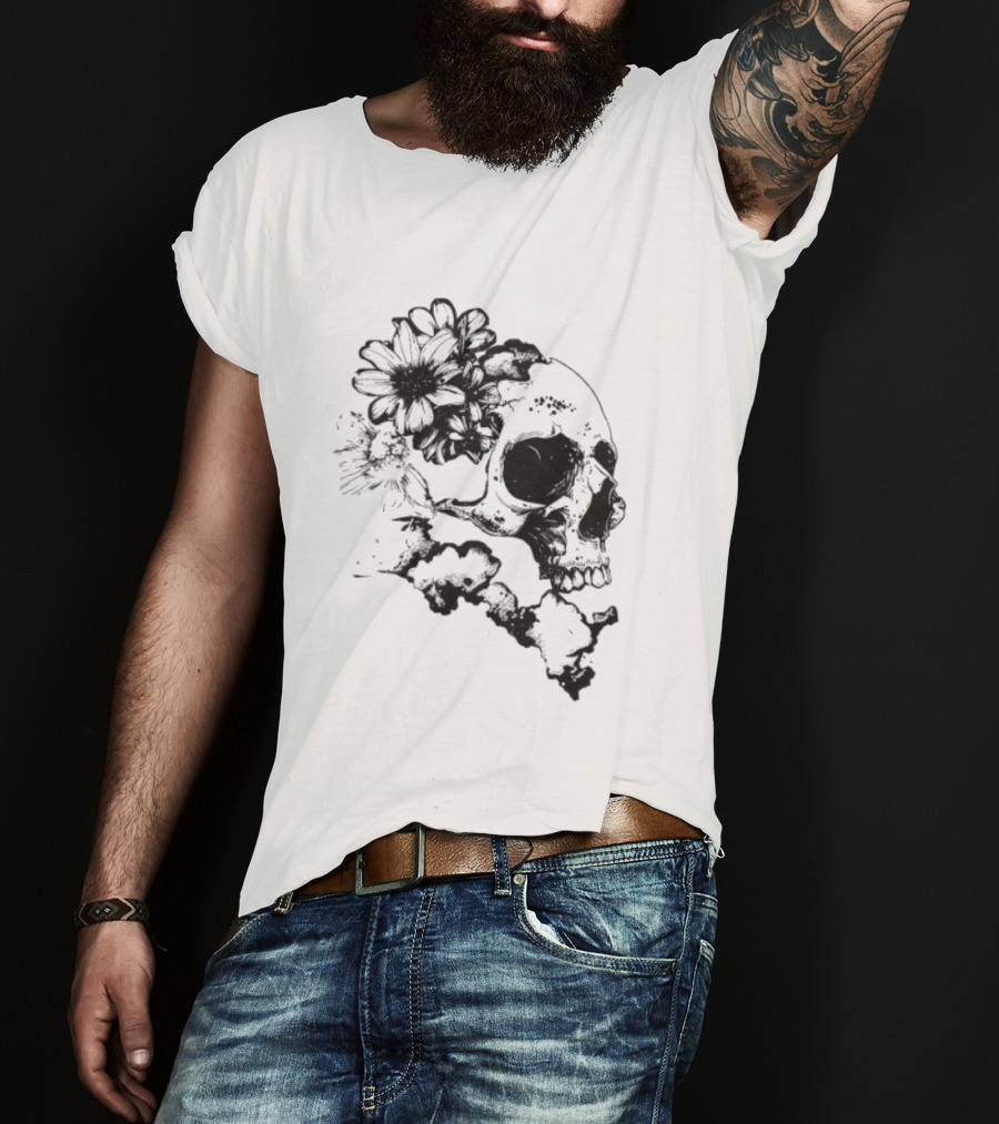 Emery Blooming Skull Watermelon Floral Aesthetic T-Shirt
