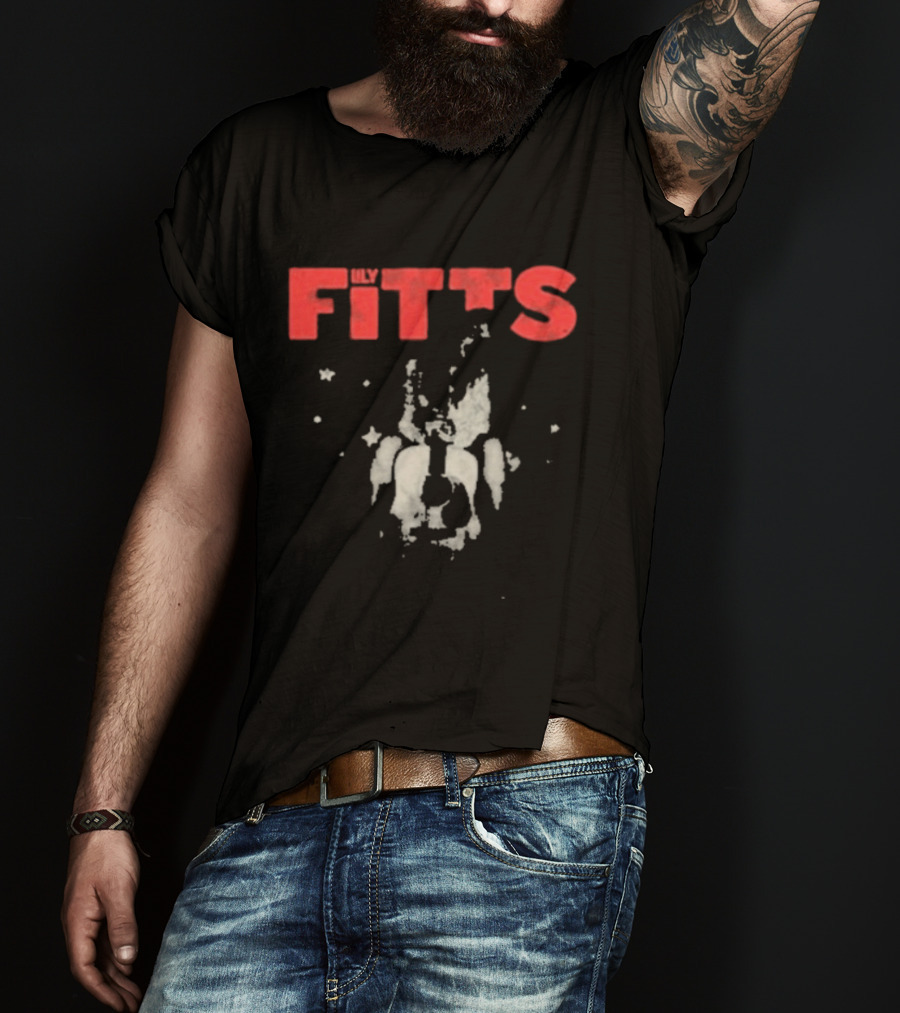 Lily Fitts Red Text With Abstract White Splash T-Shirt