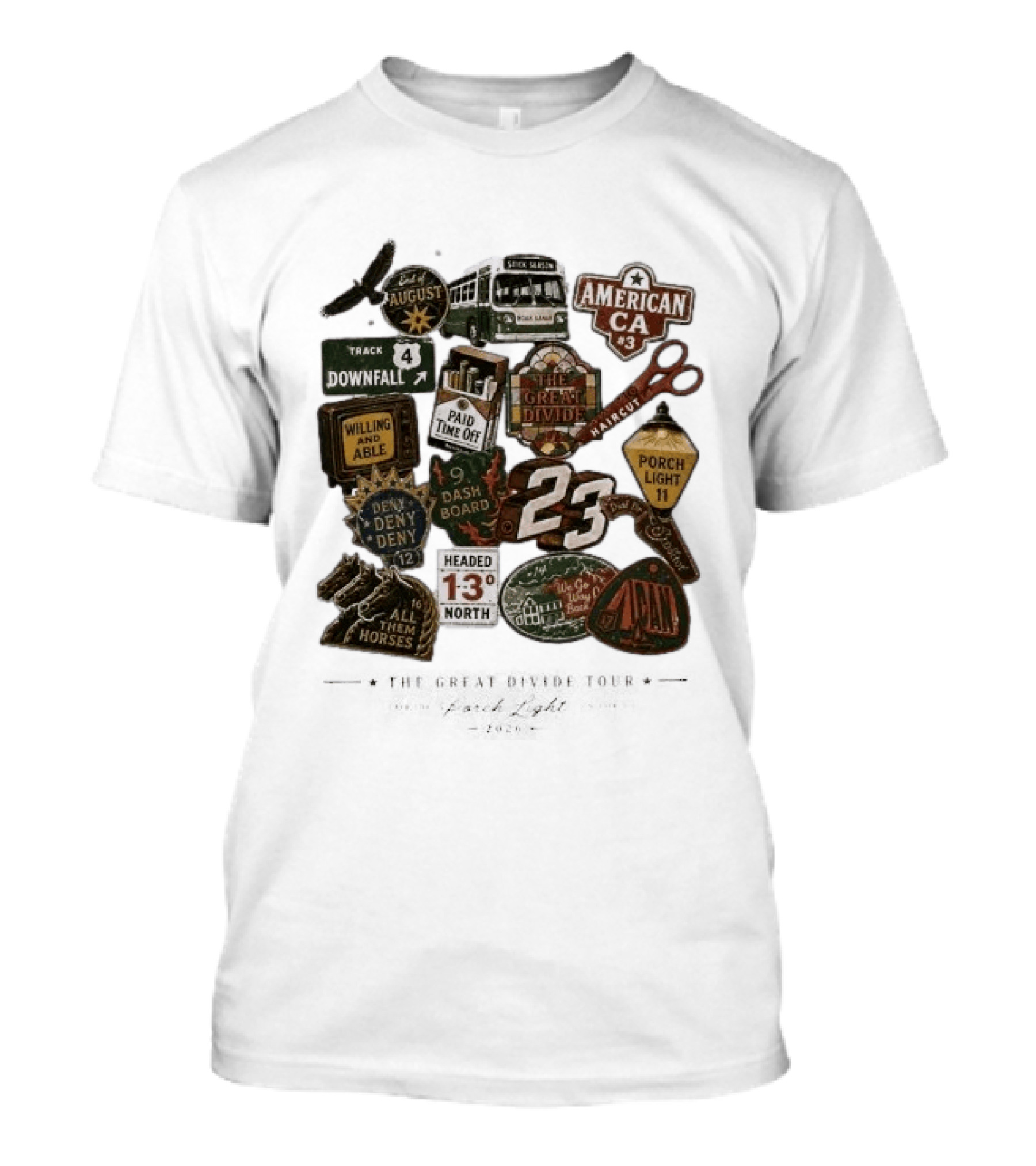 Noah Kahan The Great Divide Tour 2026 Track 4 August Downfall Dash Board American CA Porch Light 11 T-Shirt