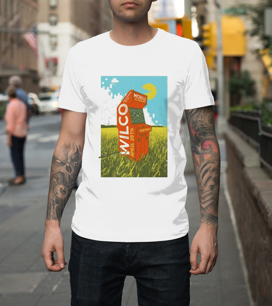 Wilco Saenger Mobile Alabama April 28th Arcade Retro Concert T-Shirt