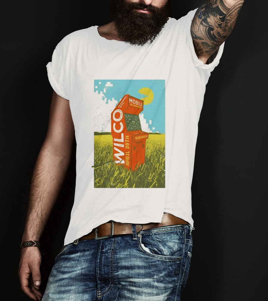 Wilco Saenger Mobile Alabama April 28th Arcade Retro Concert T-Shirt
