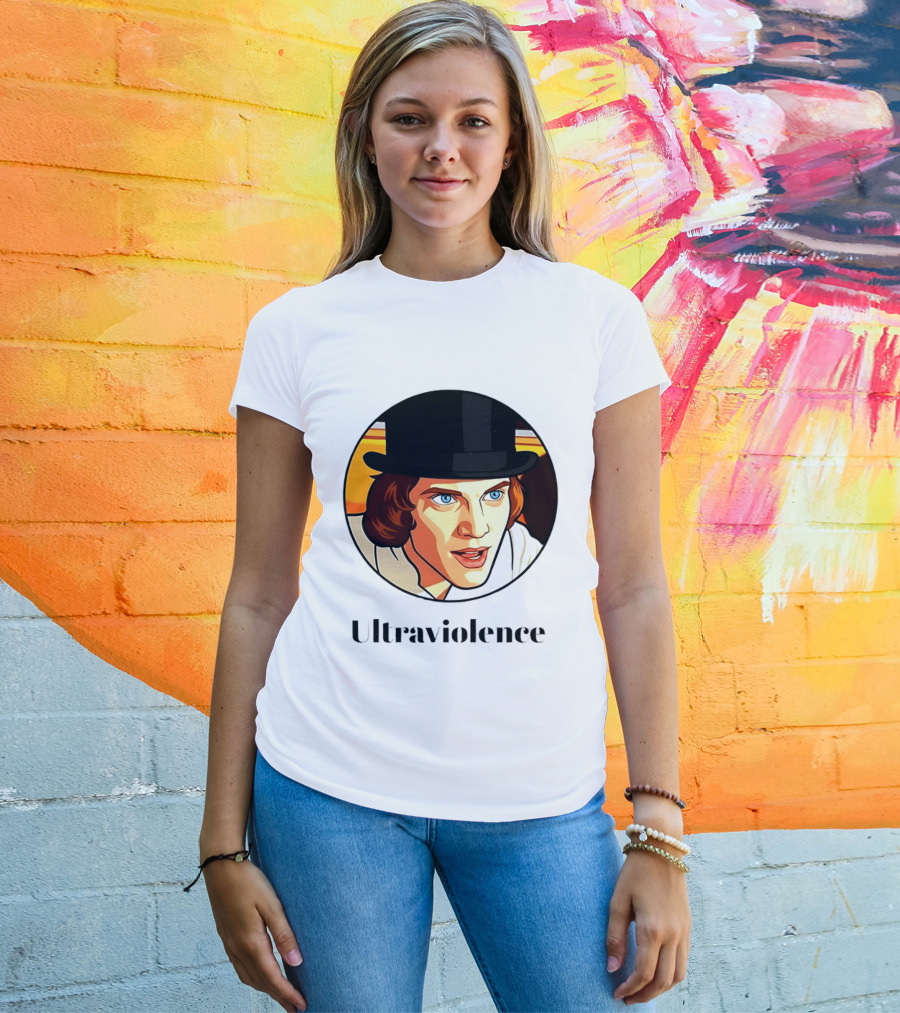Alex DeLarge Ultraviolence Portrait Work Orange T-Shirt