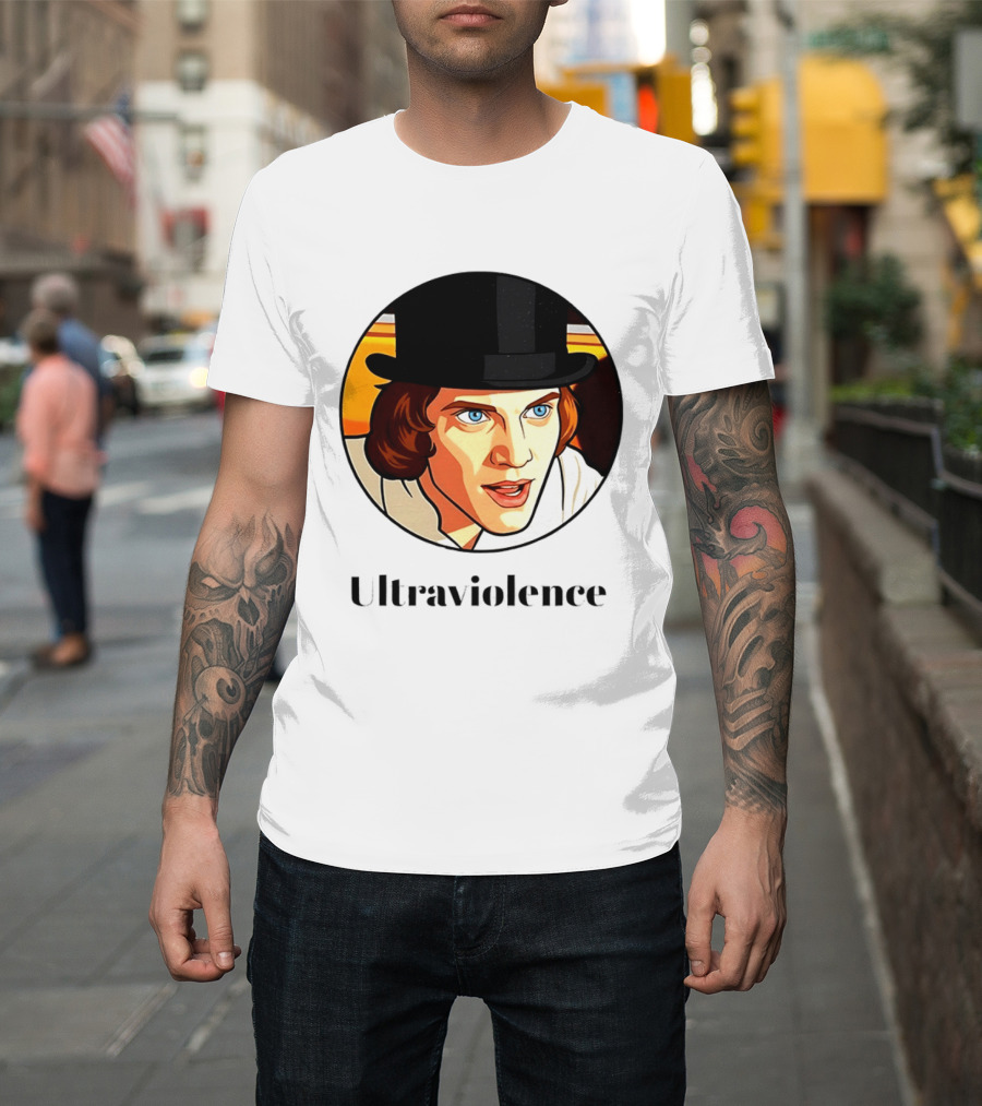 Alex DeLarge Ultraviolence Portrait Work Orange T-Shirt