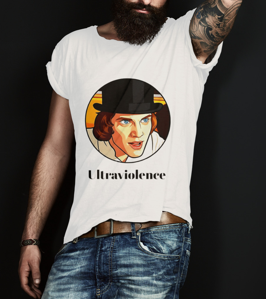 Alex DeLarge Ultraviolence Portrait Work Orange T-Shirt