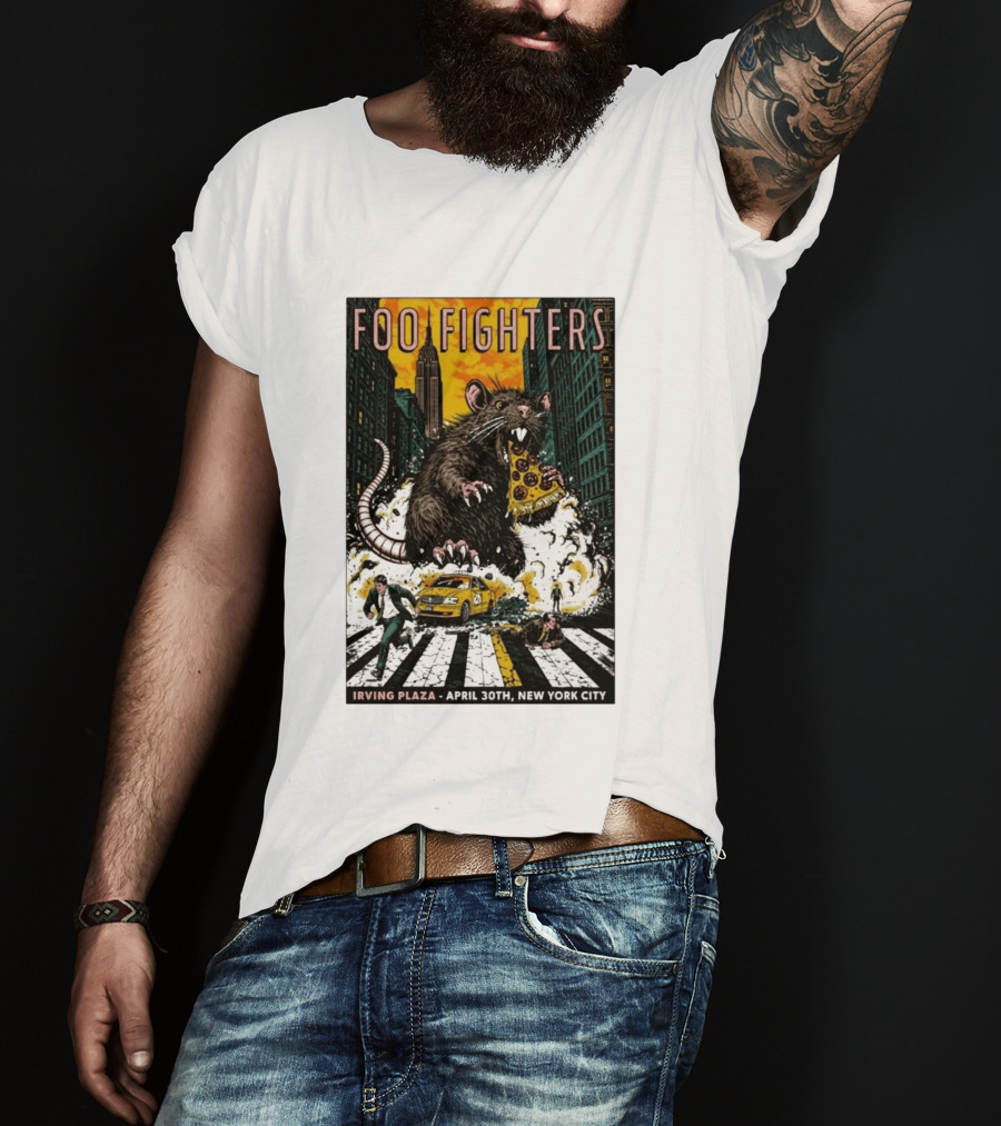 Foo Fighters NYC Irving Plaza April 30 2026 Giant Pizza Rat T-Shirt