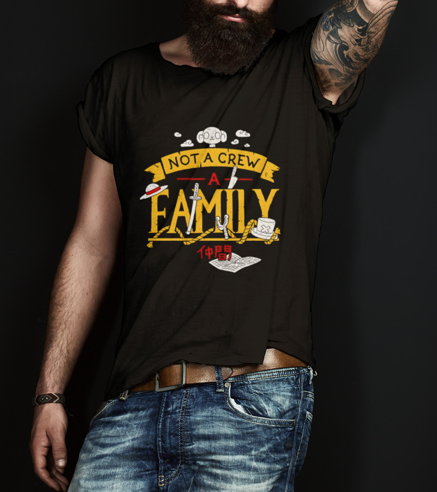 One Piece Not A Crew A Family Straw Hat Japanese Characters T-Shirt