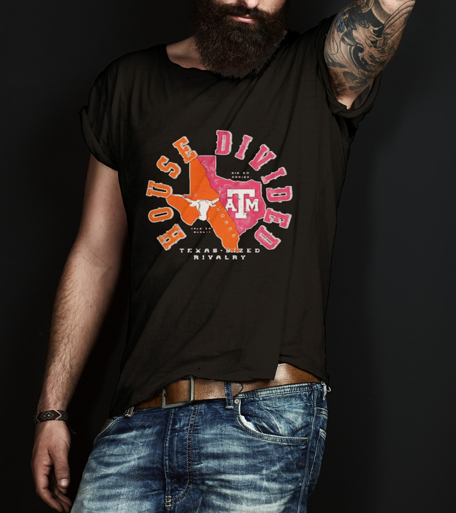 Texas A&M Vs Texas House Divided State Rivalry Gig Em Aggies Hoon Em Horn T-Shirt