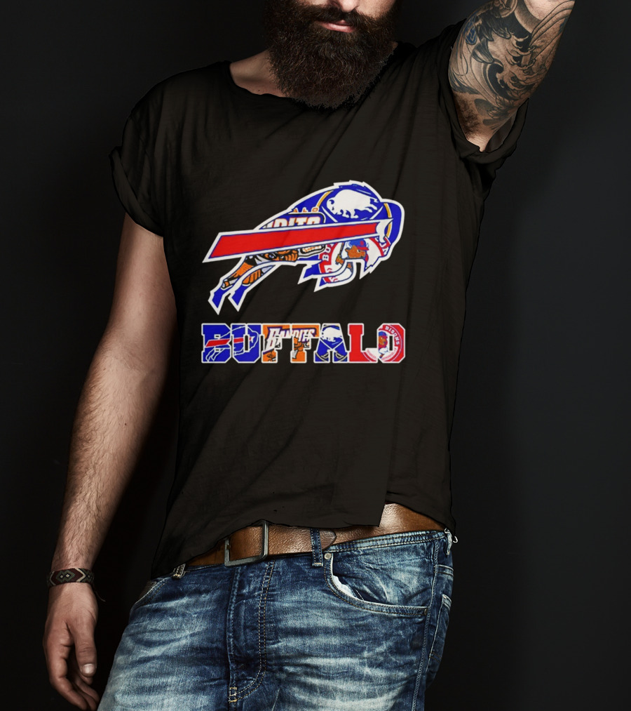 Buffalo Bills Sabres Braves Bandits Bisons Sports Teams Mashup T-Shirt