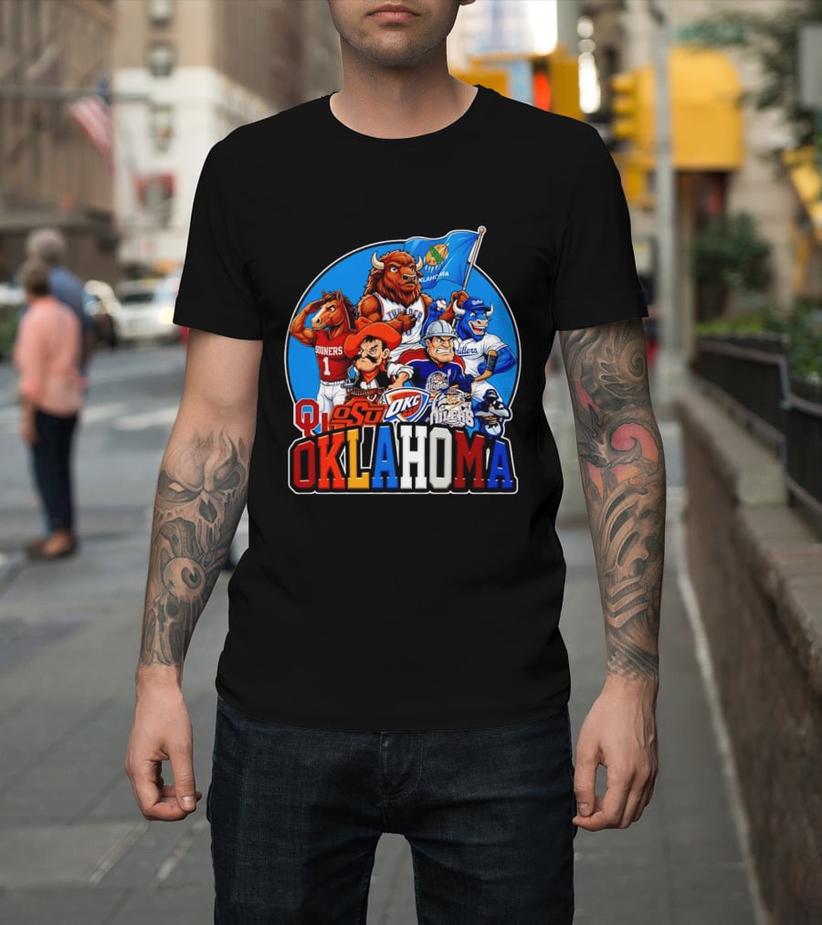 Oklahoma Sooners OSU OKC Thunder Drillers Oilers Mascots Collection T-Shirt