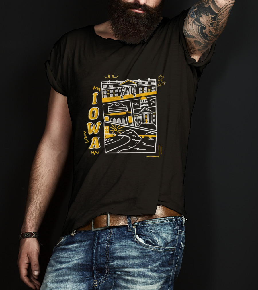 Iowa Hawkeyes Old Capitol Building And Campus Landmarks T-Shirt