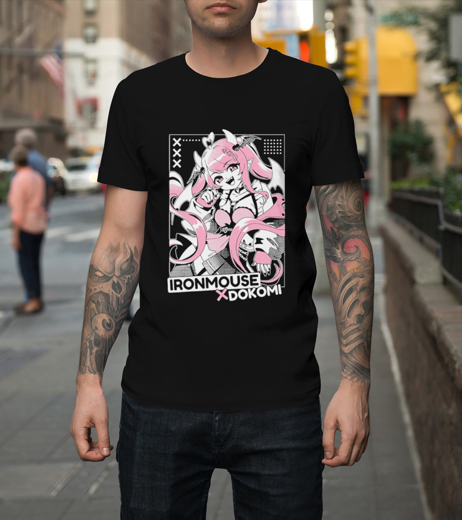 Ironmouse X Dokomi Exclusive Anime Pink Aesthetic T-Shirt