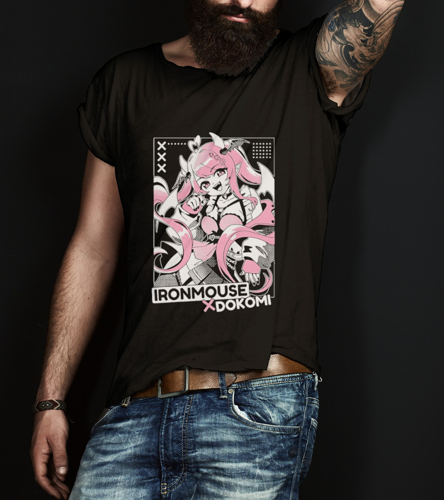 Ironmouse X Dokomi Exclusive Anime Pink Aesthetic T-Shirt