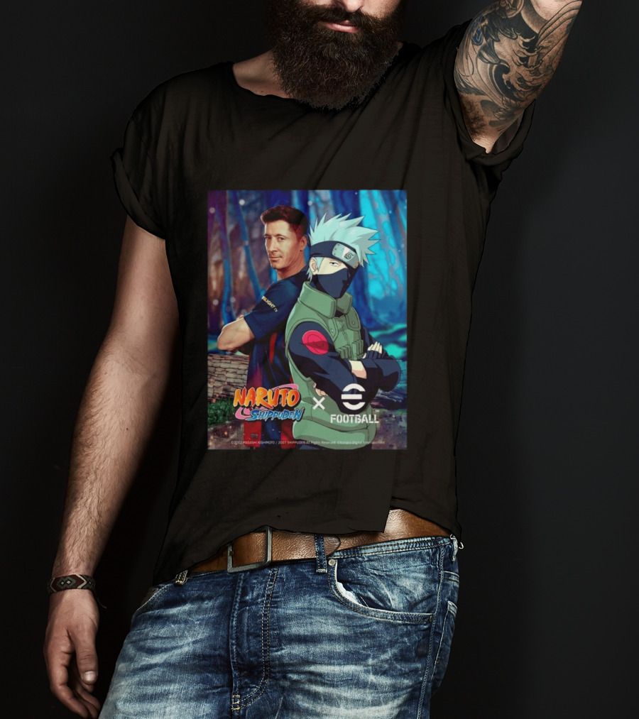 Naruto Shippuden X EFootball Featuring Robert Lewandowski And Kakashi 2026 T-Shirt