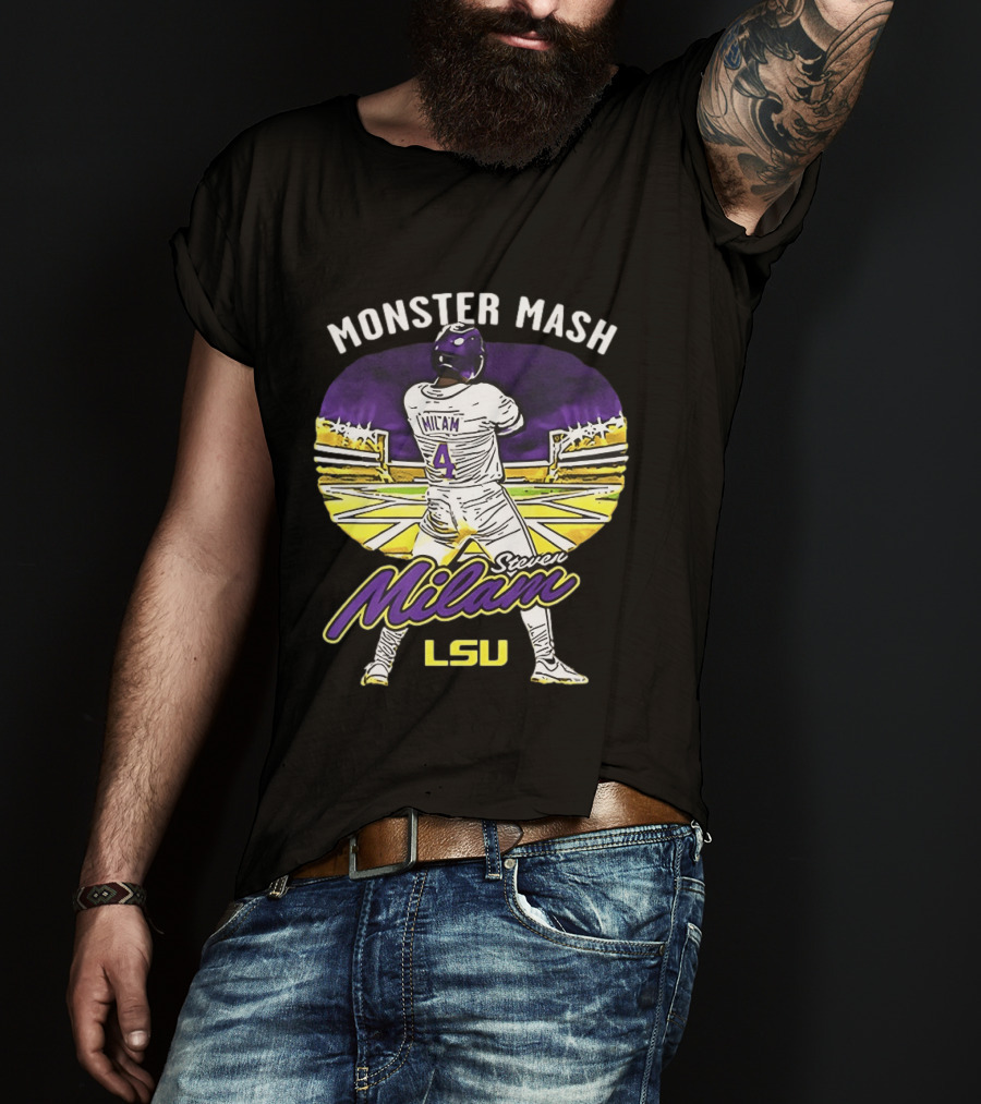 Monster Mash Steven Milam LSU Tigers Caricature NIL T-Shirt
