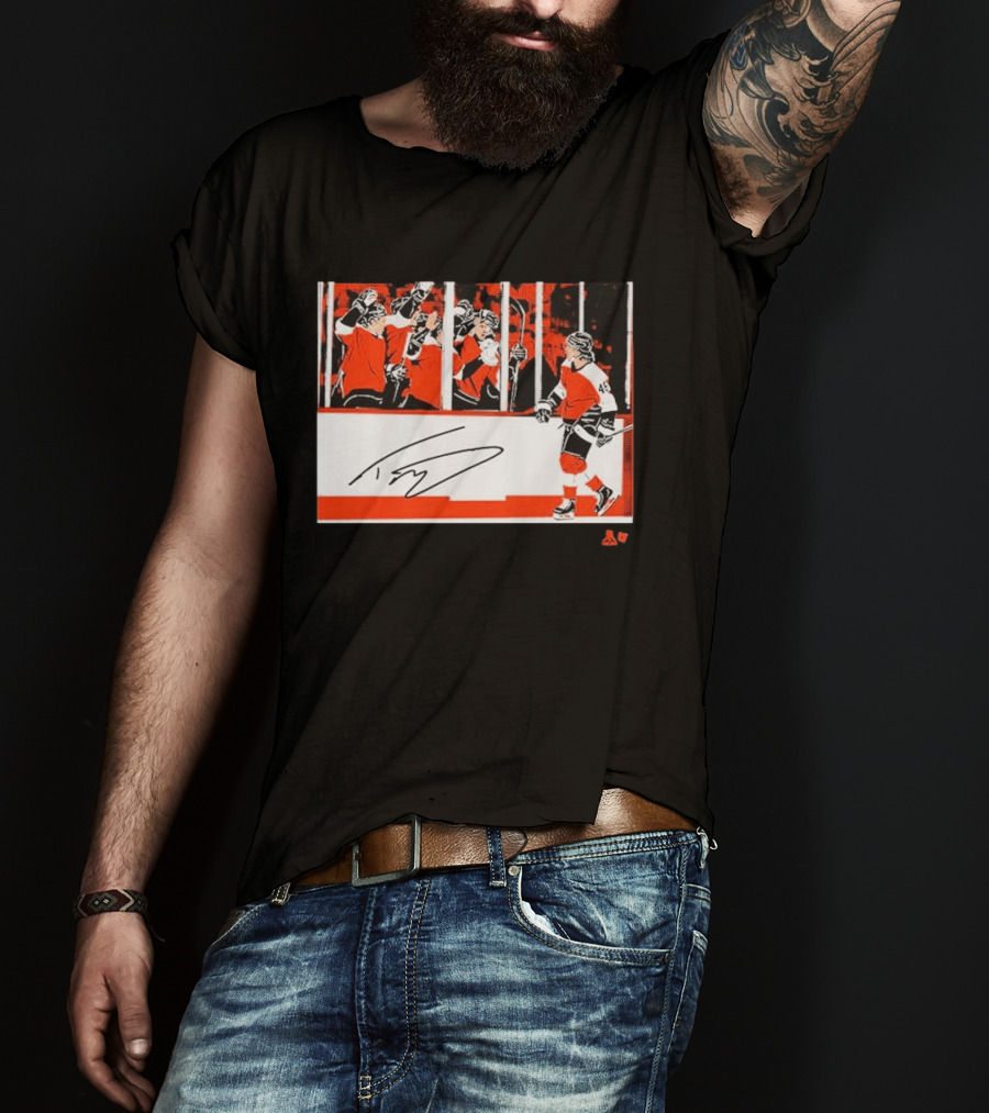 Trevor Zegras Penalty Box Celebration Hockey Art Signature Number 46 T-Shirt