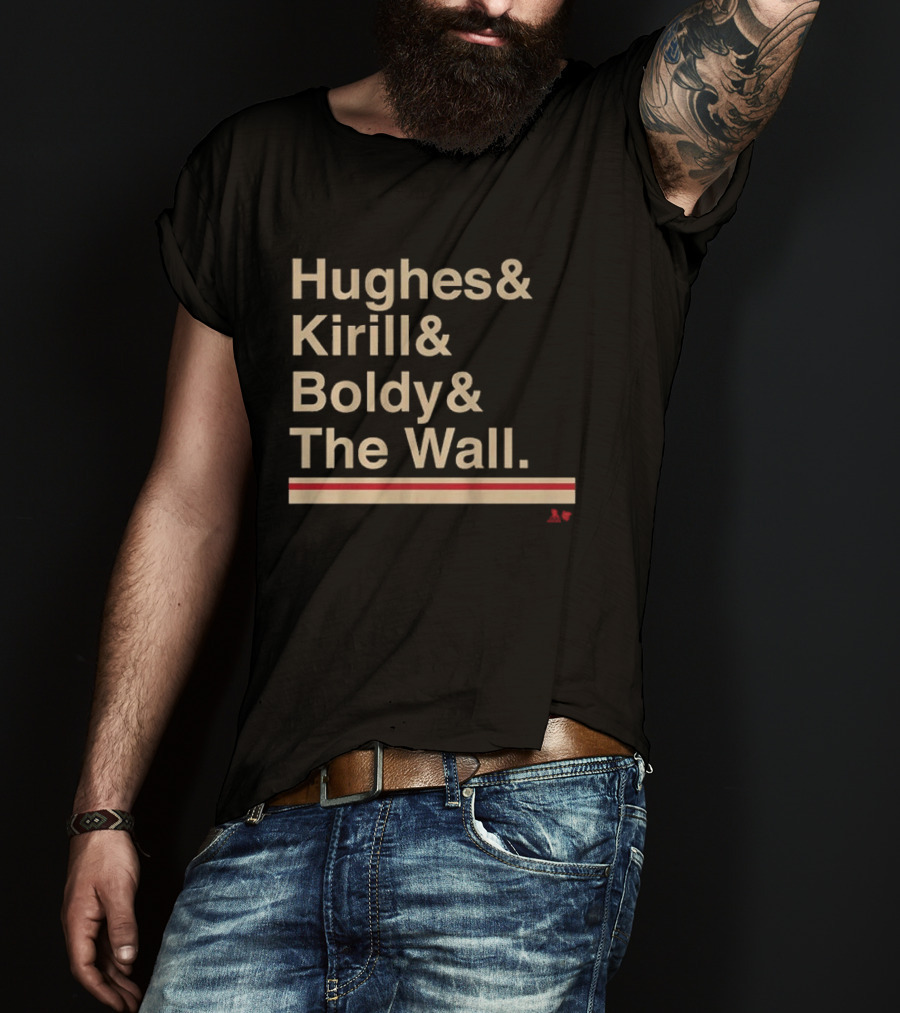 Hughes Kirill Boldy The Wall Minnesota Hockey Ampersand T-Shirt