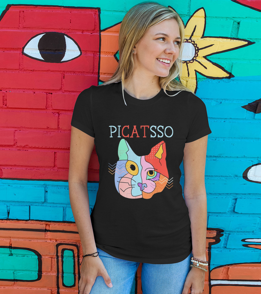 Picatsso Cat Colorful Cubist Style Artistry T-Shirt