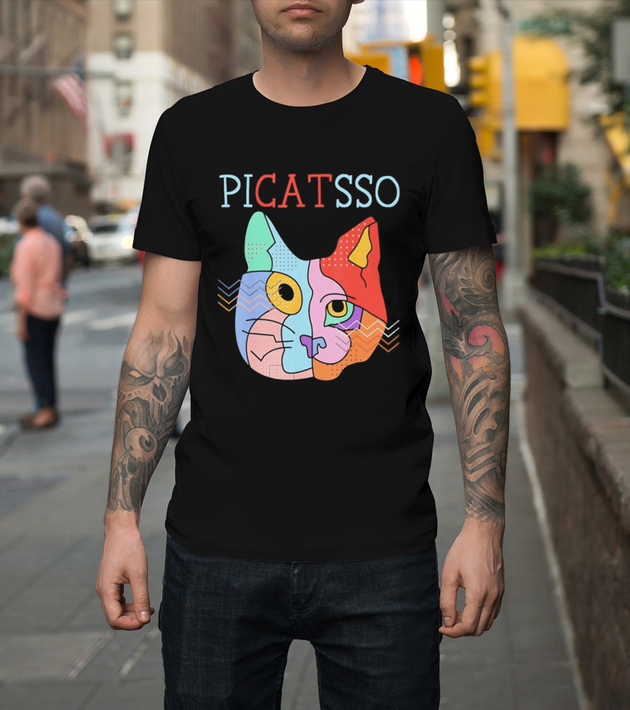 Picatsso Cat Colorful Cubist Style Artistry T-Shirt