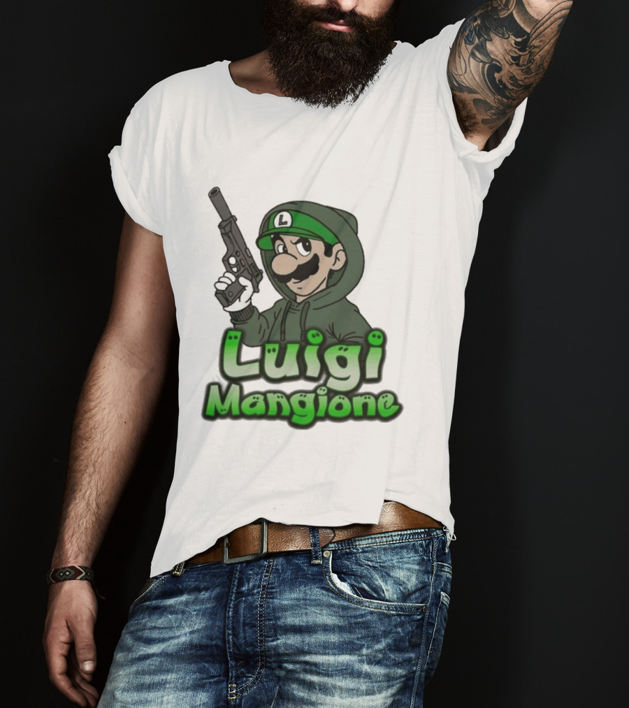 Luigi Mangione Super Mario Gun T-Shirt