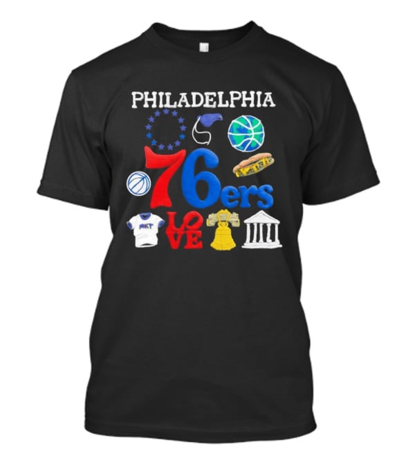 Philadelphia 76ers Claymation Icons Hot Dog Liberty Bell Basketball LOVE Statue City T-Shirt