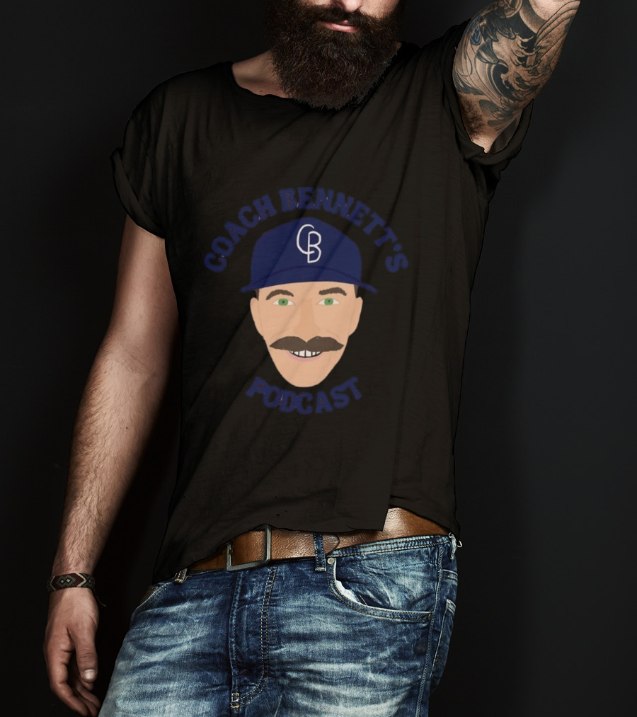 Coach Bennett's Podcast CB Hat Mustache Face T-Shirt
