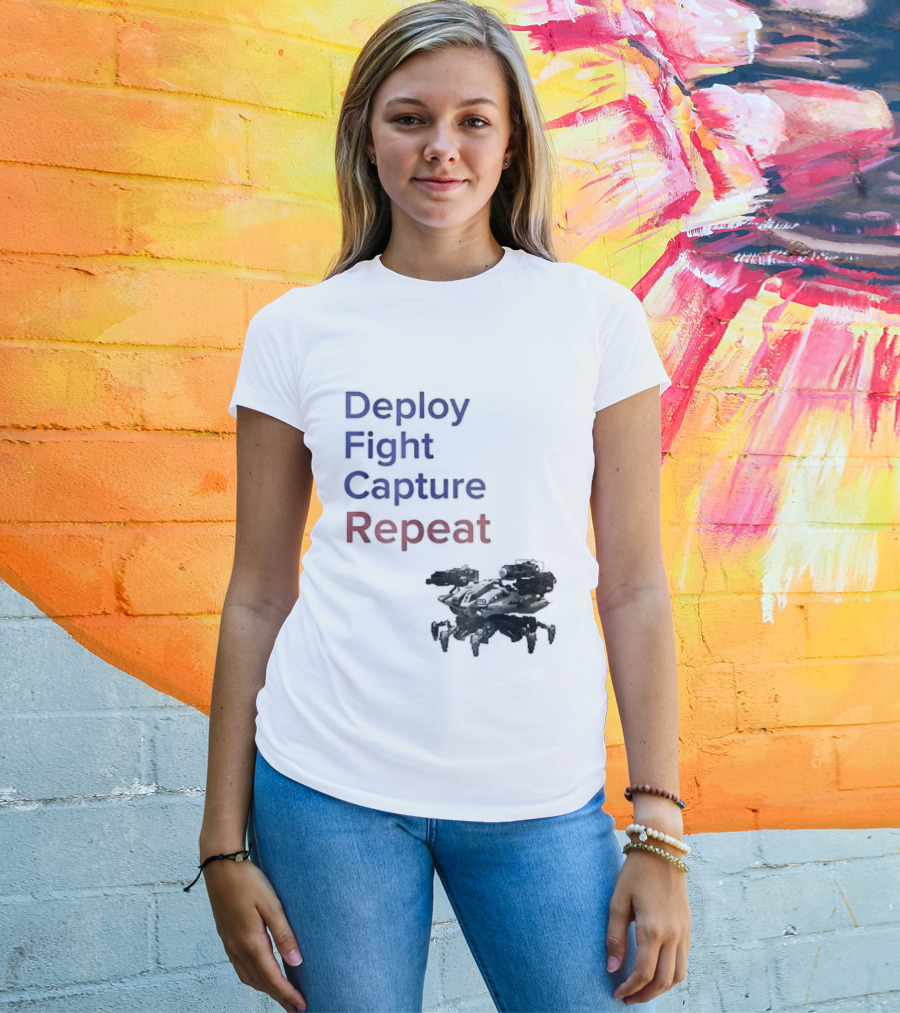 War Robots Deploy Fight Capture Repeat Strategy Gameplay T-Shirt