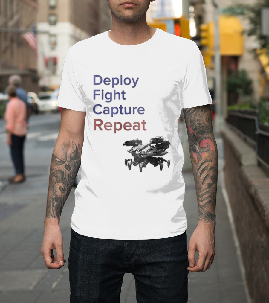 War Robots Deploy Fight Capture Repeat Strategy Gameplay T-Shirt