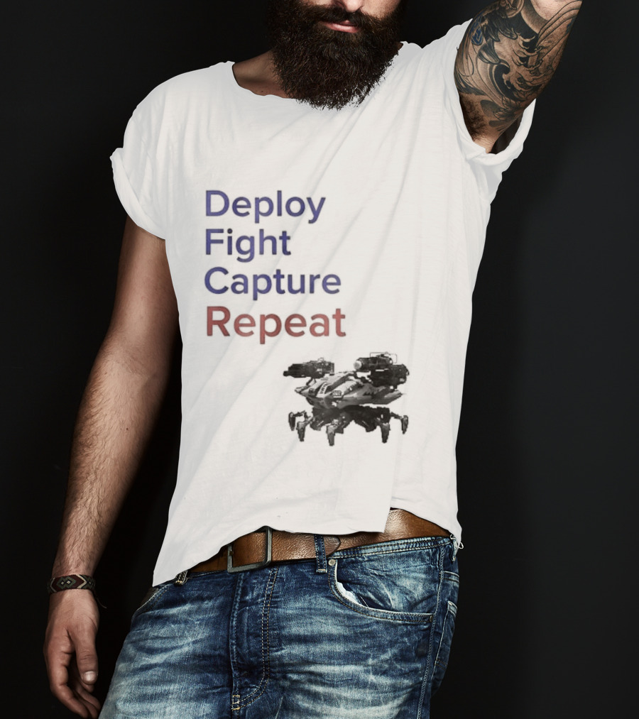 War Robots Deploy Fight Capture Repeat Strategy Gameplay T-Shirt