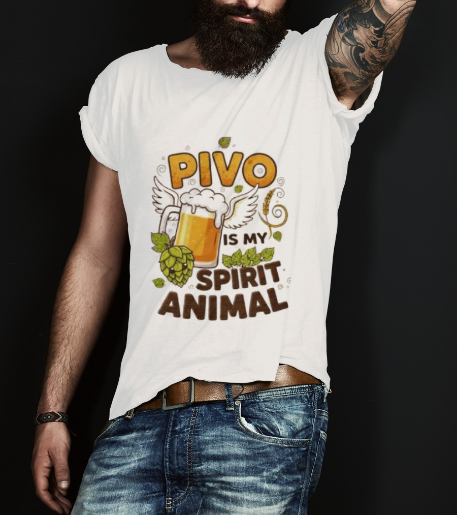 Pivo Is My Spirit Animal Beer Lover Hops Wheat Wings T-Shirt
