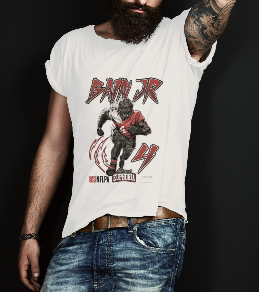 Bain Jr. Planet Euphoria NFL 4 Lightning Football T-Shirt