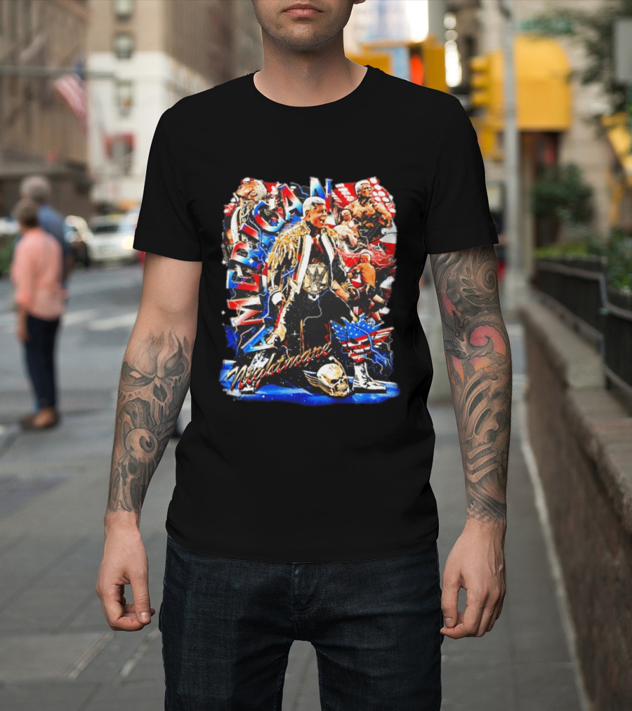 American Nightmare Cody Rhodes Wrestling Star Red White Blue Skull Jacket T-Shirt