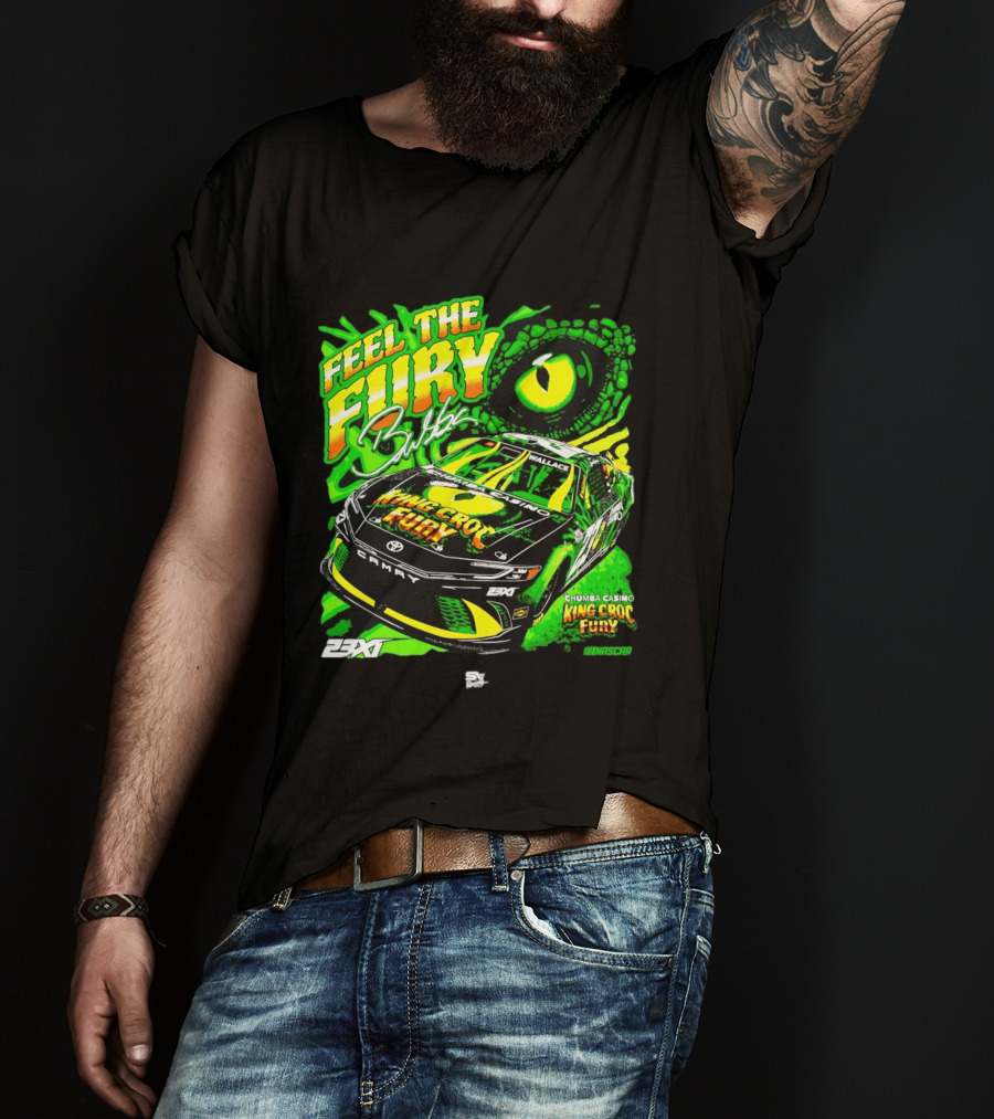 Bubba Wallace Feel The Fury King Croc Chumba Casino Toyota Camry NASCAR 23XI Racing T-Shirt