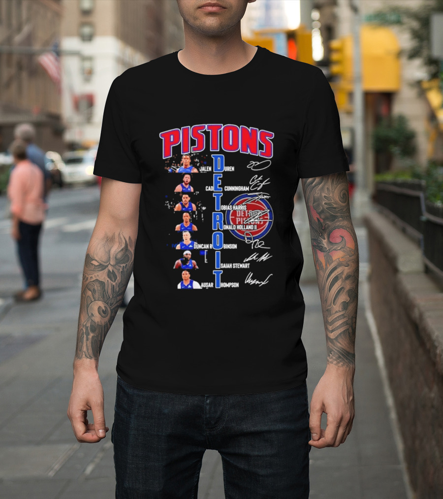Detroit Pistons Jalen Duren Cade Cunningham Bojan Bogdanovic Isaiah Stewart Jaden Ivey Ausar Thompson Signatures T-Shirt