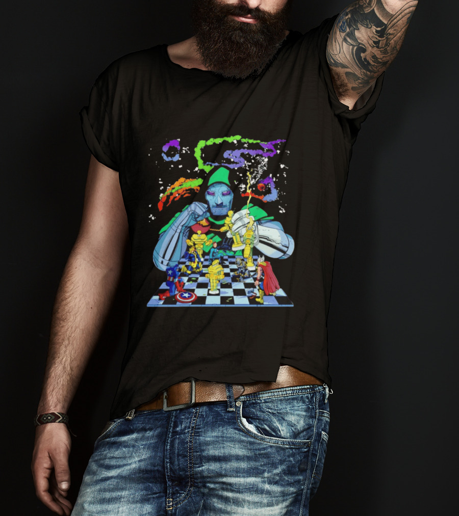 Doctor Doom Strategic Chess Battle With Marvel Heroes T-Shirt