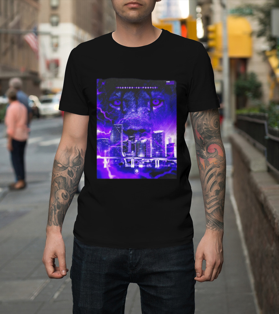 Florida Is Purple Orlando City SC Lion City Skyline Lightning T-Shirt