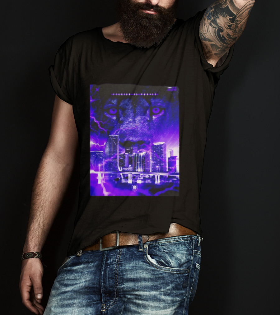 Florida Is Purple Orlando City SC Lion City Skyline Lightning T-Shirt